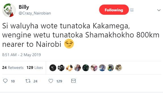 Billy crazy_nairobian following si waluyha wote tunatoka kakamega wengine wetu t