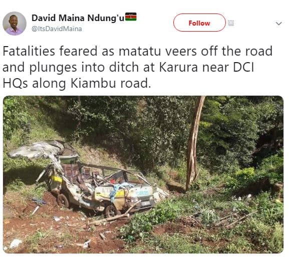 David maina ndung'ui itsdavidmaina follow fatalities feared as matatu veers off