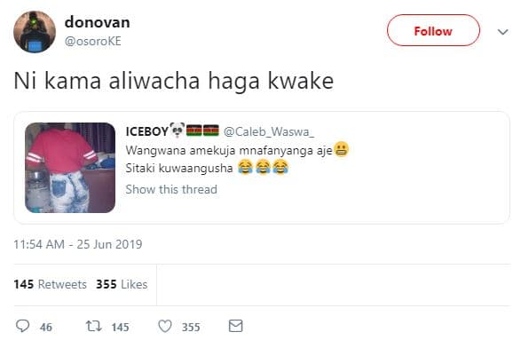 Donovan osoroke follow ni kama aliwacha haga kwake iceboy caleb_waswa wangwana a