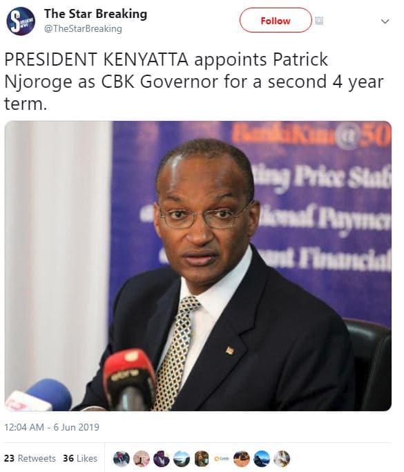 The star breaking thestarbrea king follow president kenyatta appoints patrick nj