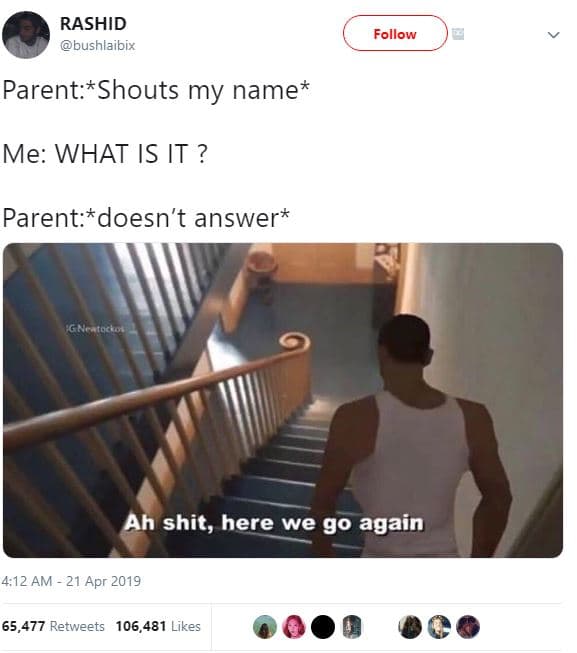 Rashid bushlaibix follow parentshouts my name me what is it ? parentdoesn't answ