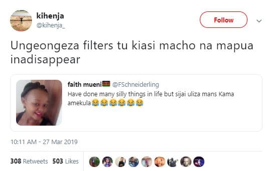 Kihenja kihenja follow ungeongeza filters tu kiasi macho na mapua inadisappear f