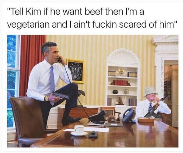 Tell kim if he want beef then i'm a vegetarian and i ain't fuckin scared of him'