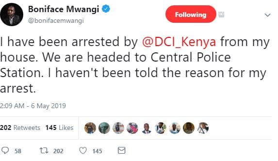Boniface mwangi bonifacemwangi following have been arrested by dci_kenya from my