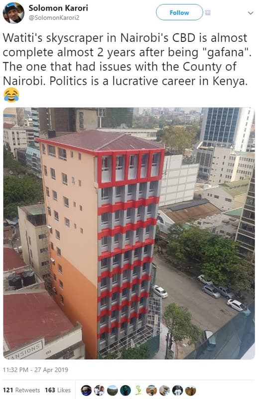 Solomon karori solomonkaroriz follow watiti's skyscraper in nairobi's cbd is alm
