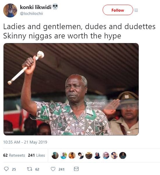 Konki likwidi lochiilochii follow ladies and gentlemen dudes and dudettes skinny