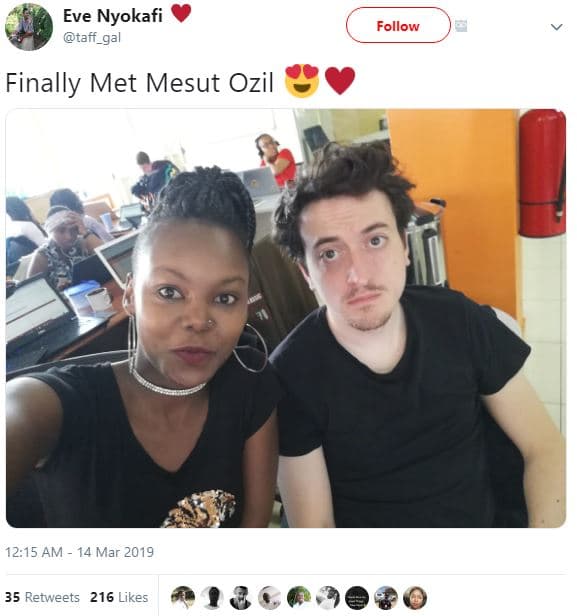 Eve nyokafi taff_gal follow finally met mesut ozil 12.15 am 14 mar 35 retweets 2
