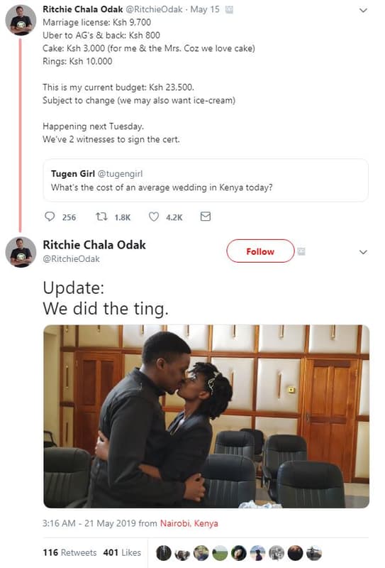 Ritchie chala odak ritchieodak may marriage license ksh 9,700 uber to ag's back