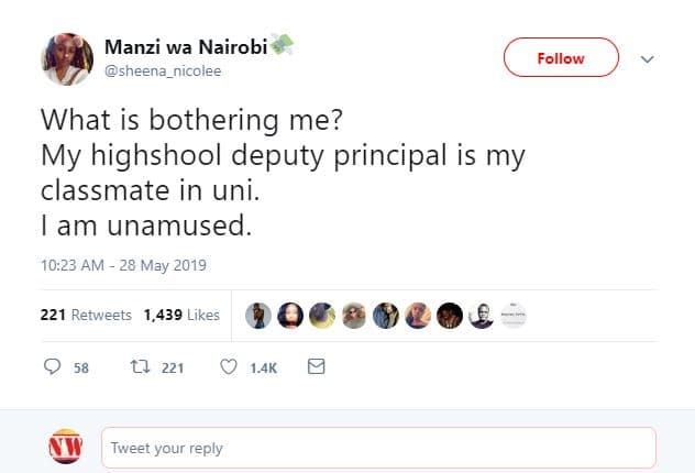 Manzi wa nairobi sheena_nicolee follow what is bothering me? my highshool deputy