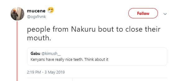 Mucene ogxfrvnk follow people from nakuru bout to close their mouth gabu kimush