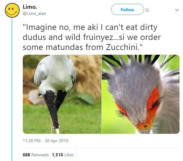 Limo. limo_alan follow imagine no me aki can't eat dirty dudus and wild fruinyez