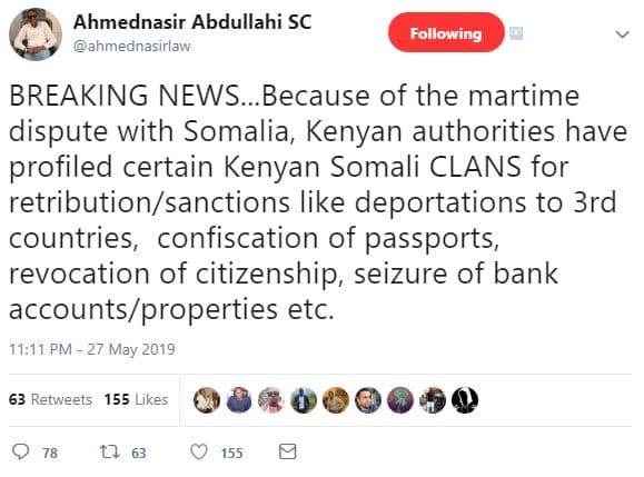 Ahmednasir abdullahi sc ahmednasirlaw following breaking news. because of the ma