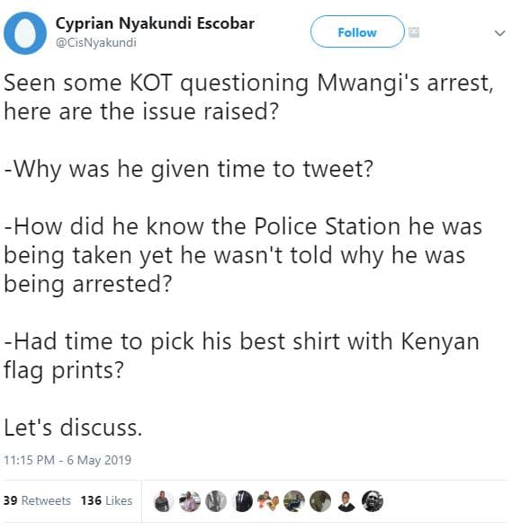 Cyprian nyakundi escobar 0 cisnyakundi follow seen some kot questioning mwangi's