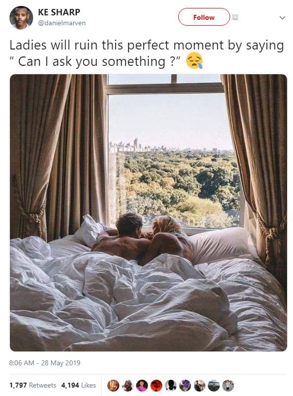 Ke sharp danielmarven follow ladies will ruin this perfect moment by saying can