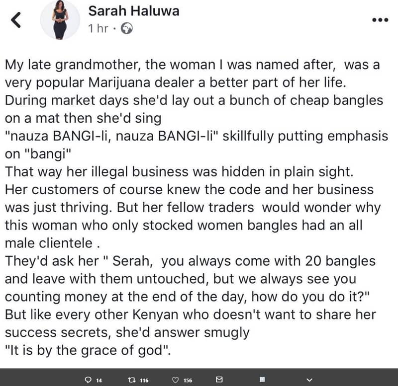 Sarah haluwa hr my late grandmother, the woman was named after, was a very popul