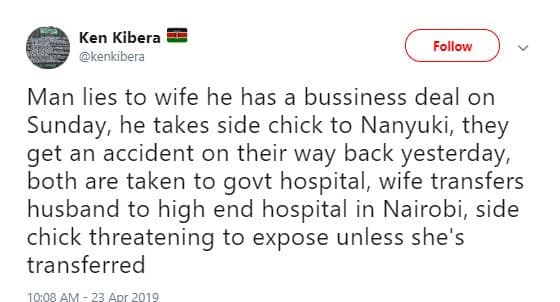 Ken kibera kenkibera follow man lies to wife he has a bussiness deal on sunday h