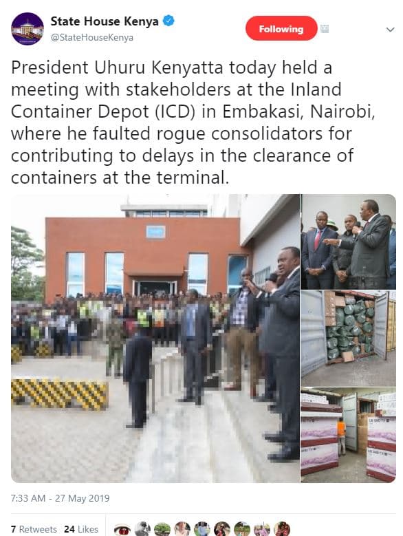 State house kenya statehousekenya following president uhuru kenyatta today held