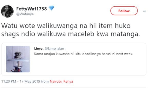 Fettywaf1738 wafunya follow watu wote walikuwanga na hii item huko shags ndio wa