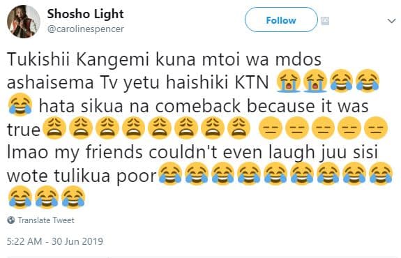 Shosho light carolinespencer follow tukishii kangemi kuna mtoi wa mdos ashaisema