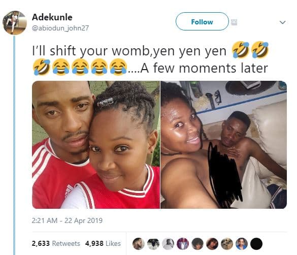 Adekunle follow abiodun_john27 fil shift your womb,yen yen yen 92 few moments la