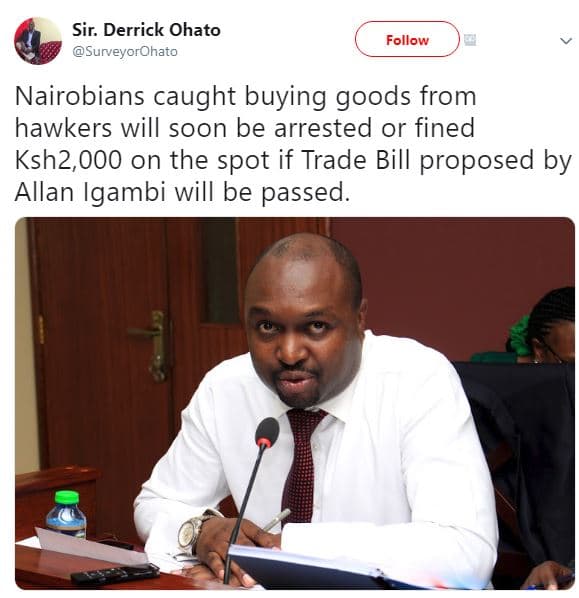 Sir. derrick ohato surveyorohato follow nairobians caught buying goods from hawk