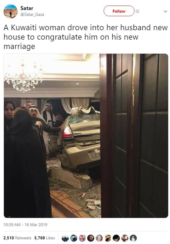 Satar satar_gaza follow kuwaiti woman drove into her husband new house to congra
