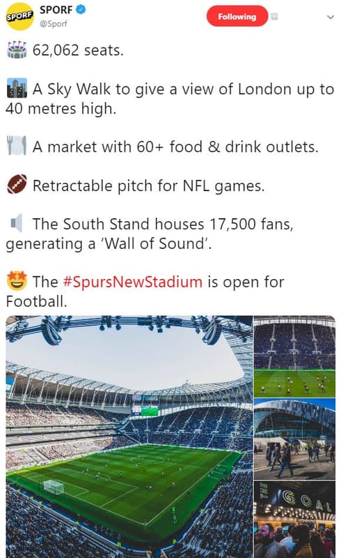 Sporf sporr sporf following 62,062 seats a sky walk to give a view of london up