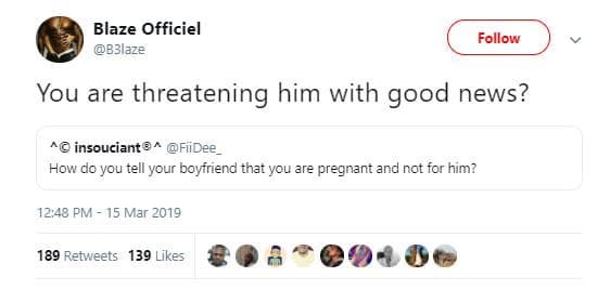 Blaze officiel b3laze follow you are threatening him with good news? insouciant