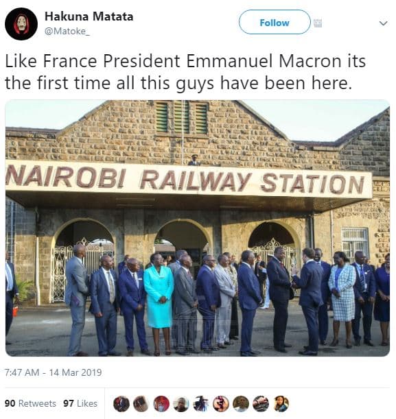 Hakuna matata matoke follow like france president emmanuel macron its the first