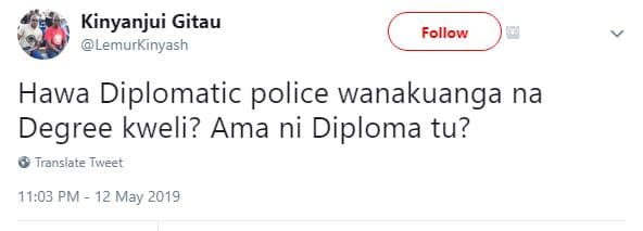 Kinyanjui gitau lemurkinyash follow hawa diplomatic police wanakuanga na degree