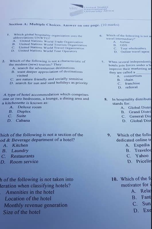 Sccrion multiple choices. answer circ puge. 10 marks which clobal hozputality or