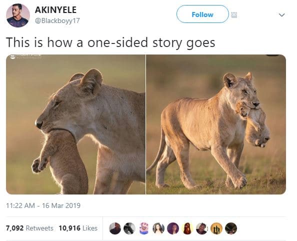 Akinyele blackboyy17 follow this is how onesided story goes 11.22 am 16 mar 7,09