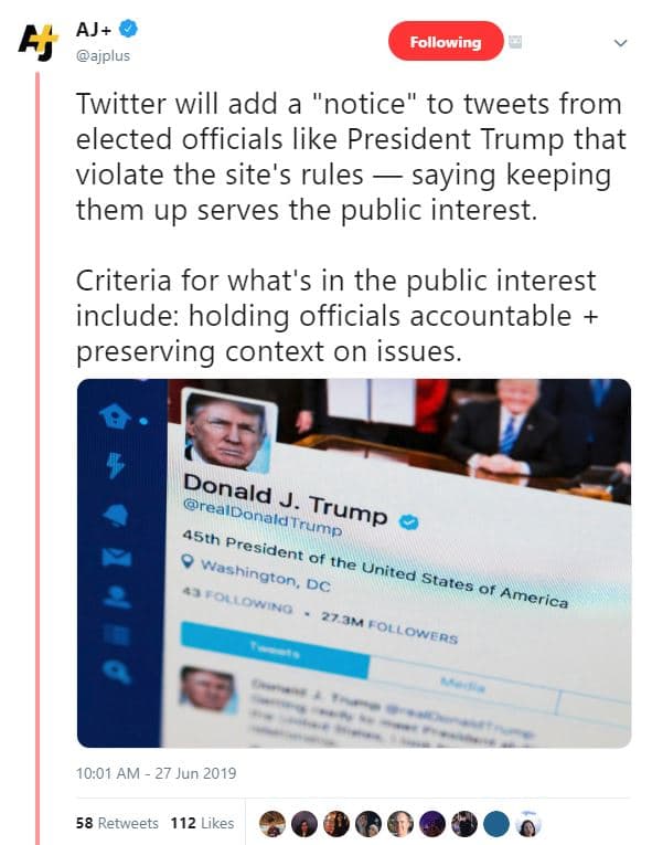 Aj ajplus following twitter will add a notice to tweets from elected officials l