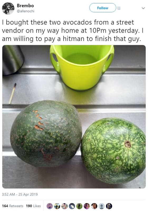 Brembo allenochi follow bought these two avocados from a street vendor on my way