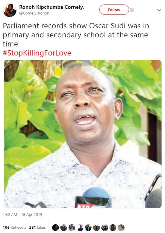 Ronoh kipchumba cornely cornely_ronoh follow parliament records show oscar sudi