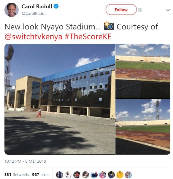 Carol radull carolradull follow new look nyayo stadium. courtesy of switchtvkeny
