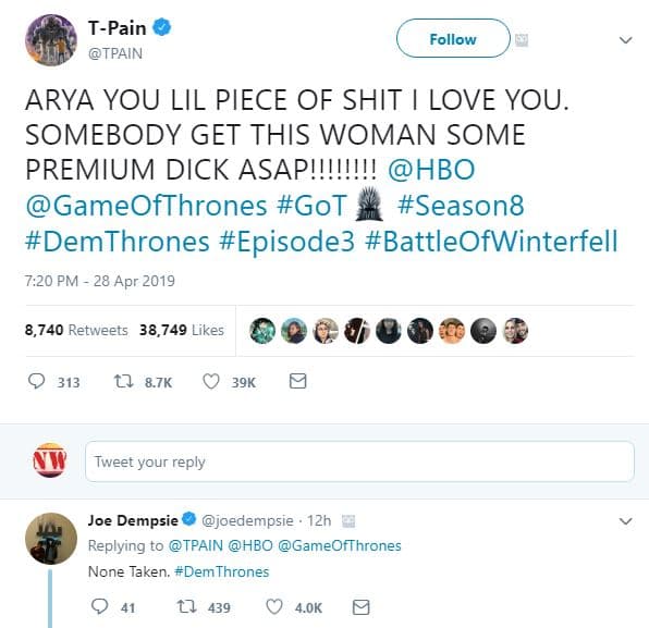 Tpain tpain follow arya you lil piece of shit love you. somebody get this woman