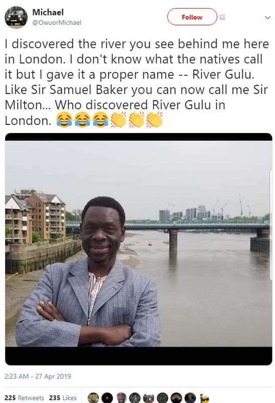 Michael owuormichael follow discovered the river you see behind me here in londo