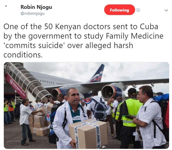 Robin njogu robinnjogu following one of the 50 kenyan doctors sent to cuba by th