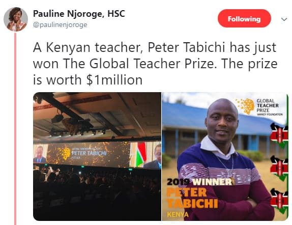 Pauline njoroge, hsc paulinenjoroge following a kenyan teacher peter tabichi has