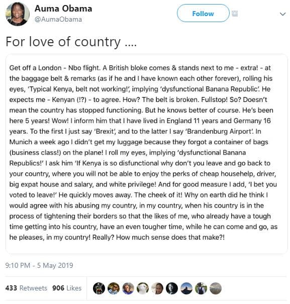 Auma obama aumaobama follow for love of country get off london nbo flight. a bri