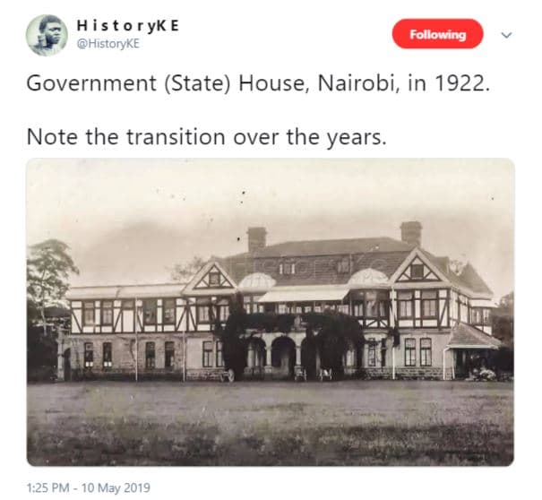 Histor yk e historyke following government state house, nairobi, in . note the t