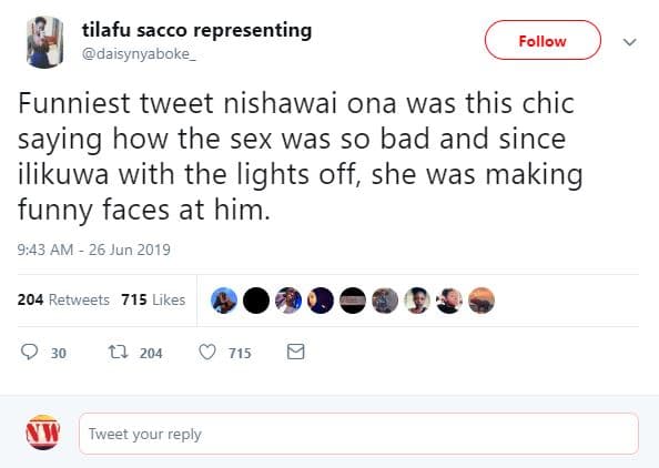 Tilafu sacco representing daisynyaboke follow funniest tweet nishawai ona was th