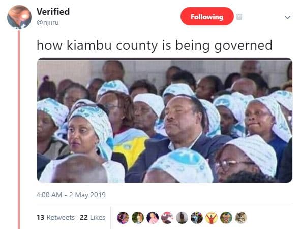 Verified njiiru following how kiambu county is being governed 400 am 2 may 13 re
