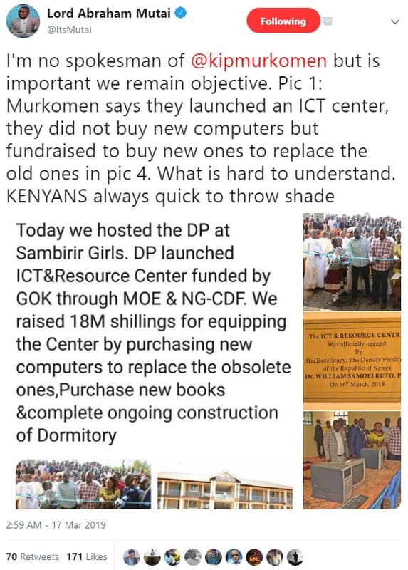 Lord abraham mutai itsmutai following 'm no spokesman of kipmurkomen but is impo