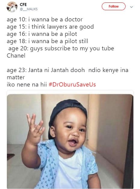 Cfe maliks follow age 10 wanna be a doctor age 15 think lawyers are good age 16