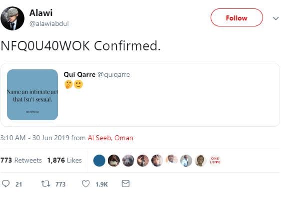 Alawi alawiabdul follow nfqouaowok confirmed. qui qarre quiqarre anintinale iuil