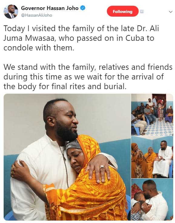 Governor hassan joho hassanalijoho following today visited the family of the lat