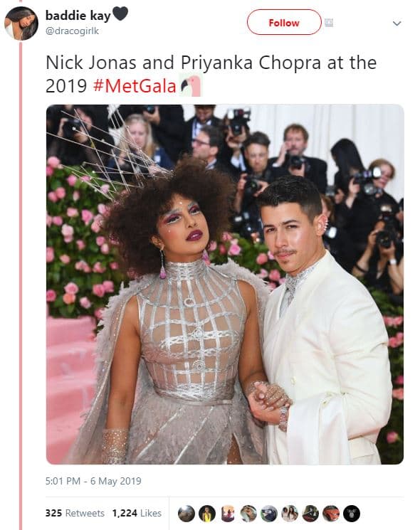 Baddie kay dracogirlk follow nick jonas and priyanka chopra at the metgala 5.01