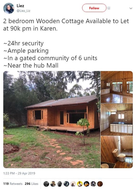 Liez liez_liz follow 2 bedroom wooden cottage available to let at 9ok pm in kare